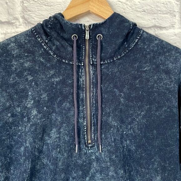 SILVER Jeans Long Sleeve Quarter Zip Distressed Denim Pullover Size Medium - Picture 4 of 10